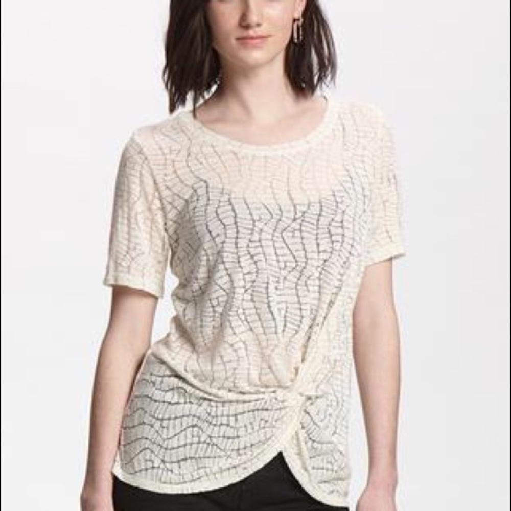Suki + Solaine Croc Burnout Knot Tee in Whitecap